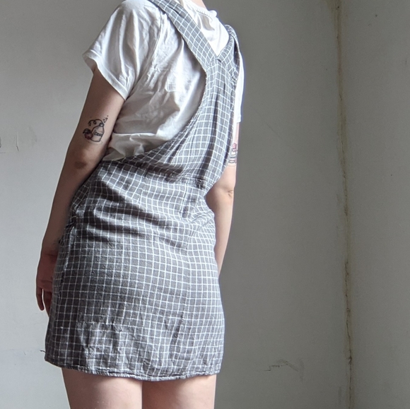 Linen-Blend Checkered Apron Dress - Picture 5 of 10